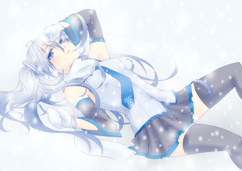 Anime Girl in Snow — White, Calm