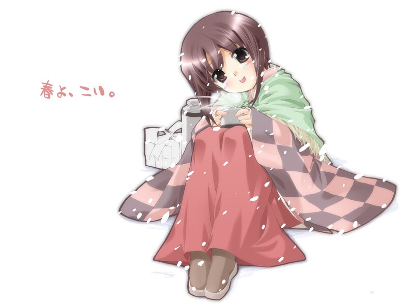 Anime Girl in Snow — White, Calm, Winter, Blanket
