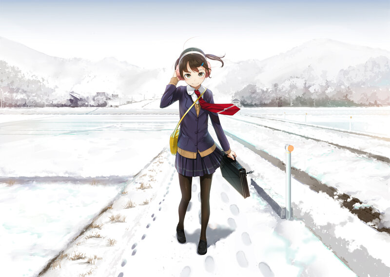 Anime Girl in Snow — White, Calm, Winter, Digital Art