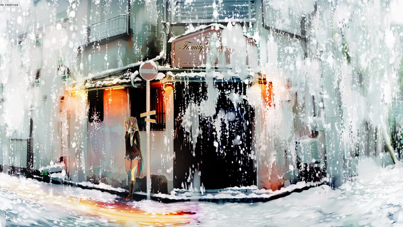 Anime Girl in Snow — White, Cold, Quiet, Winter, Digital Art
