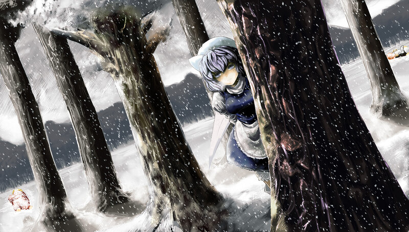 Anime Girl in Snow — White, Cold, Somber