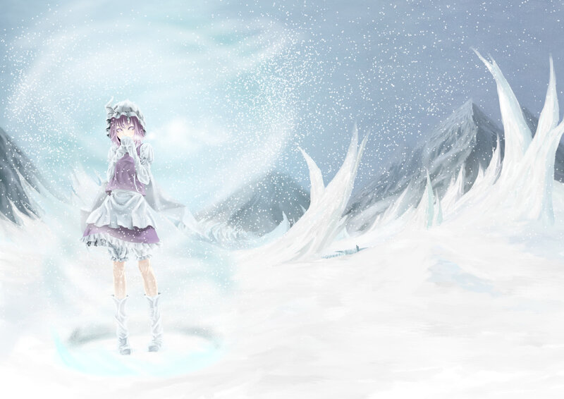 Anime Girl in Snow — White, Cold, Winter, Digital Art, Snowstorm