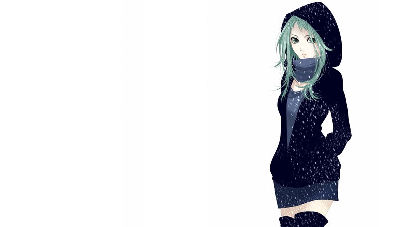 Anime Girl in Snow — White, Cold, Winter, Hoodie