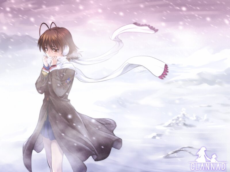 Anime Girl in Snow — White, Cold, Winter, Scarf, Coat