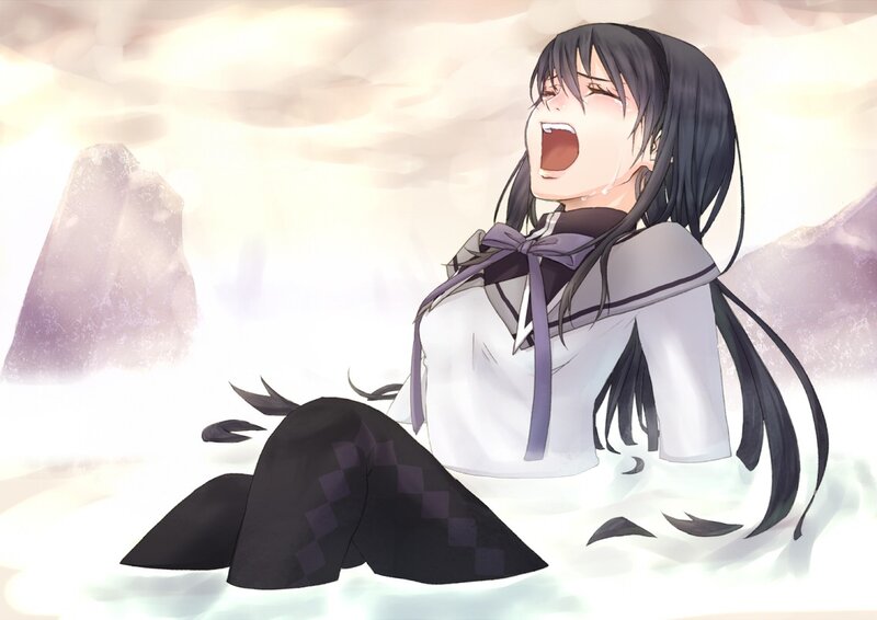 Anime Girl in Snow — White, Dramatic, Digital Art
