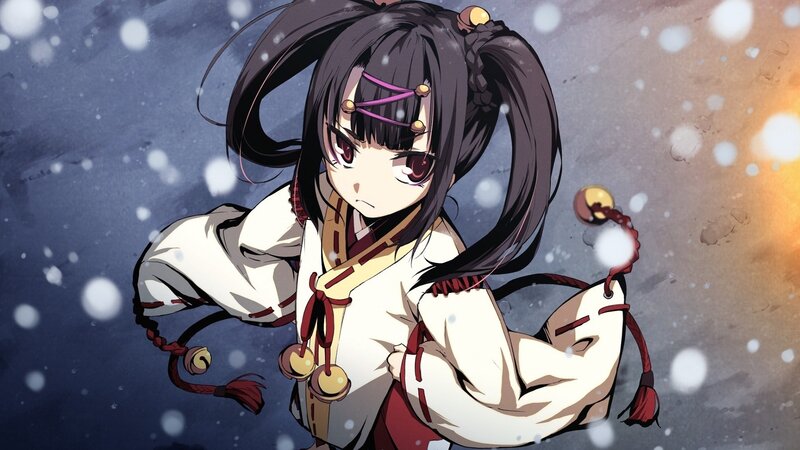 Anime Girl in Snow — White, Dramatic, Winter, Traditional Clothing