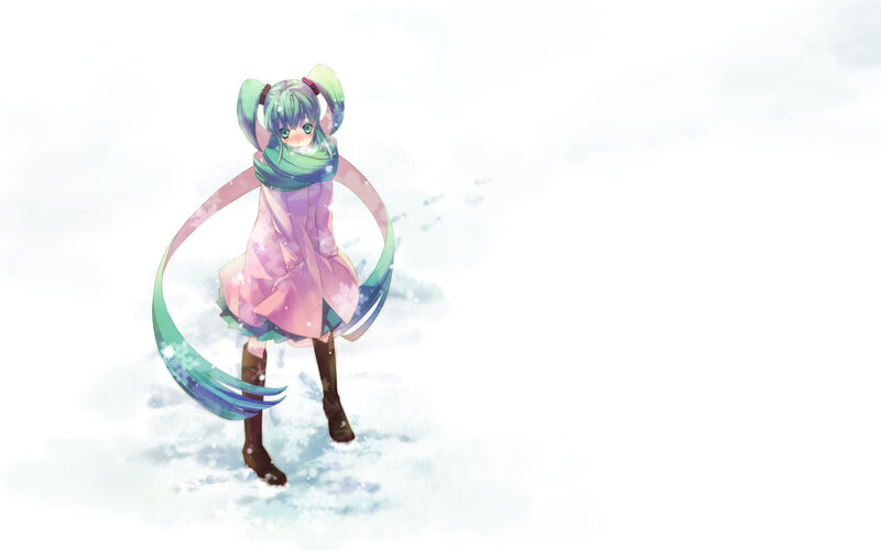 Anime Girl in Snow — White, Serene