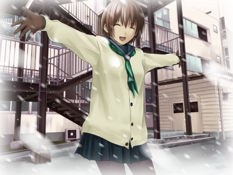 Anime Girl in Snow — White