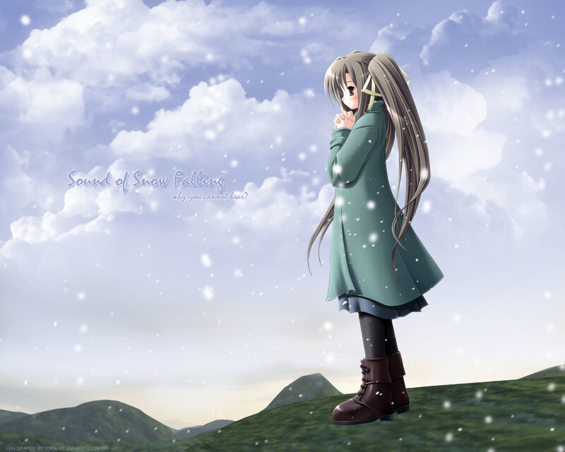 Anime girl in snowfall