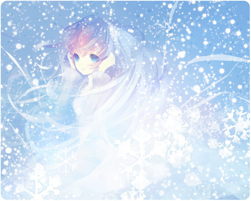 Anime girl in snowfall