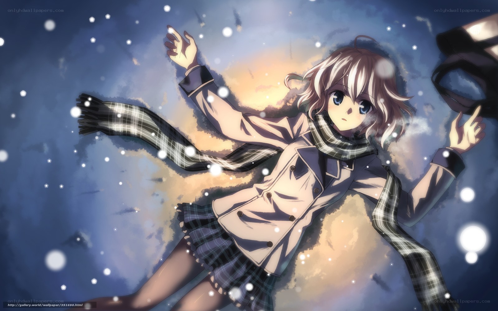 Anime girl in snowfall