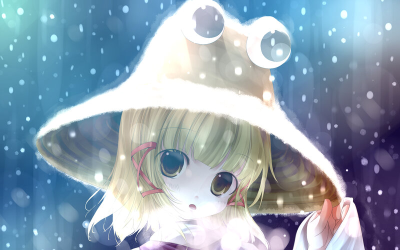 anime girl in snowstorm