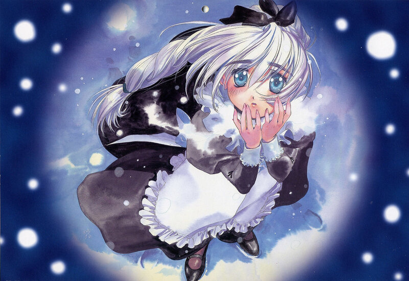 anime girl in snowstorm