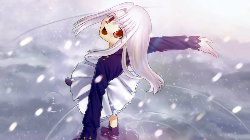 anime girl in snowstorm