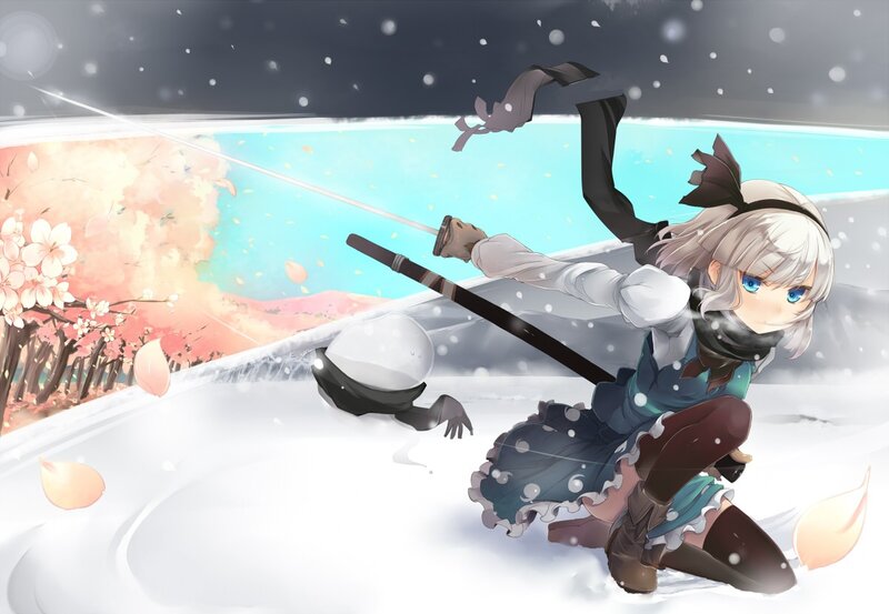 Anime girl in snowy battle