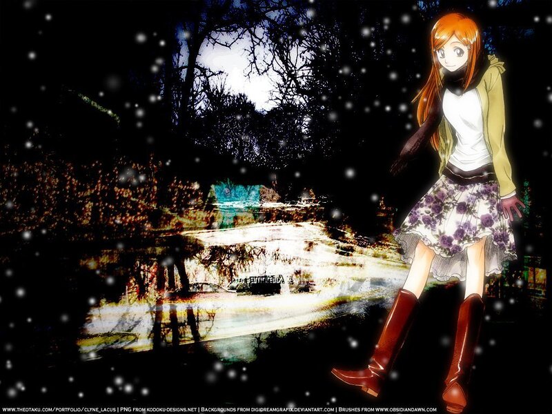 anime girl in snowy forest