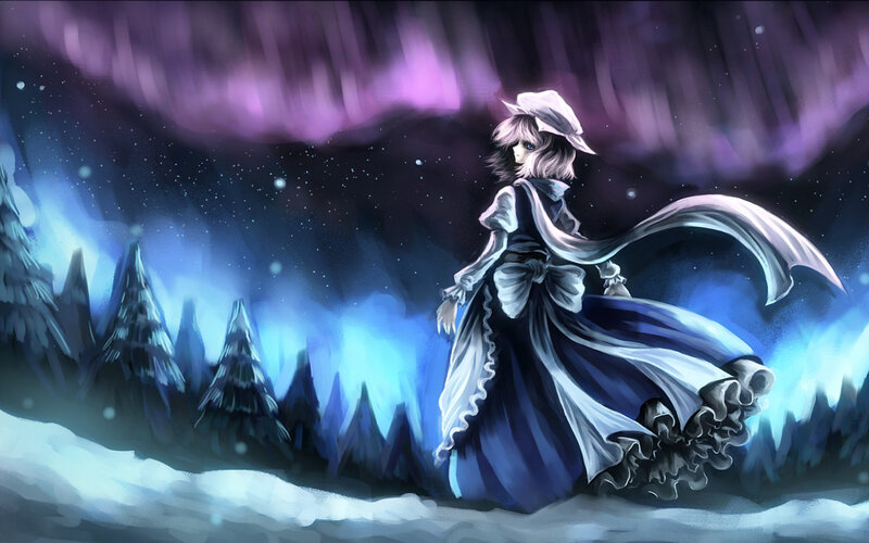 anime girl in snowy forest