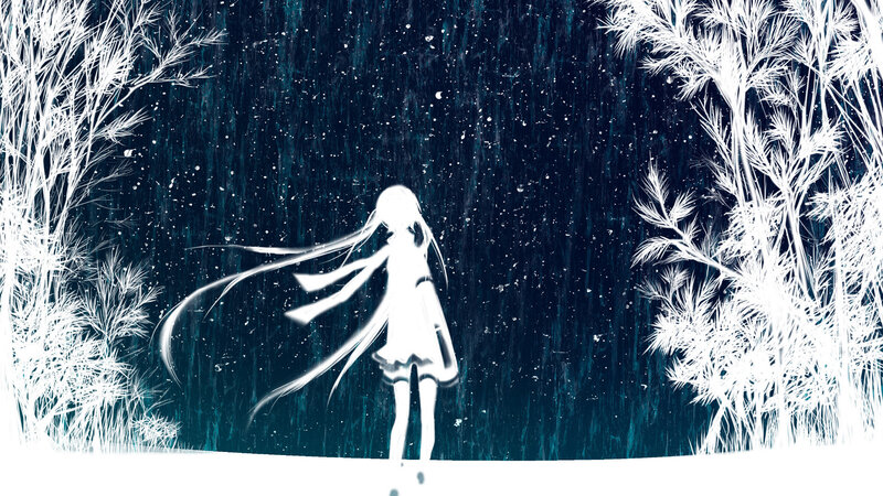 anime girl in snowy forest
