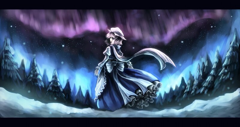anime girl in snowy forest