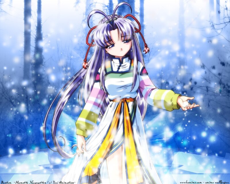 Anime girl in snowy forest