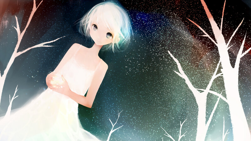 Anime girl in snowy forest