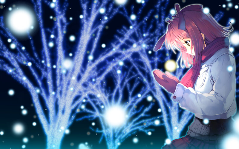 anime girl in snowy forest