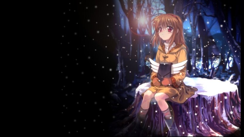 anime girl in snowy forest