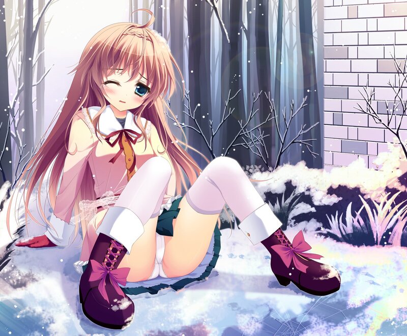 Anime girl in snowy forest