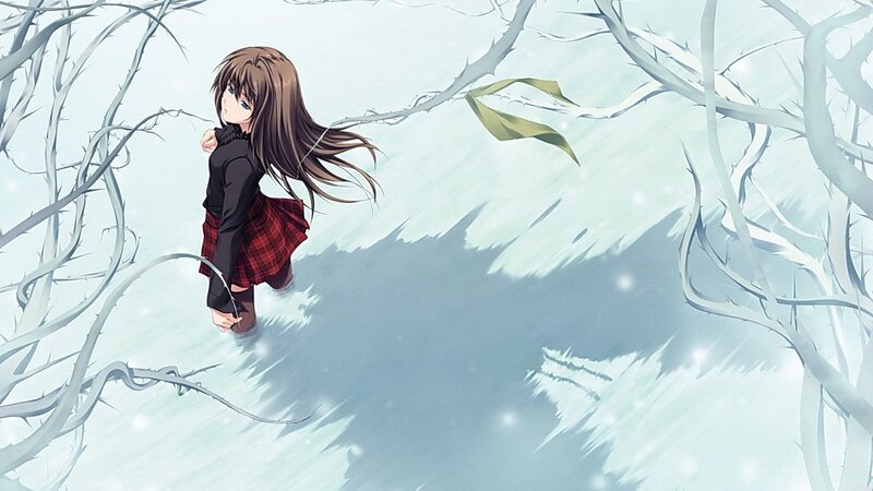 anime girl in snowy forest