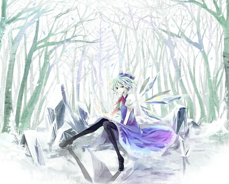 anime girl in snowy forest