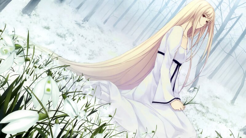 Anime girl in snowy forest