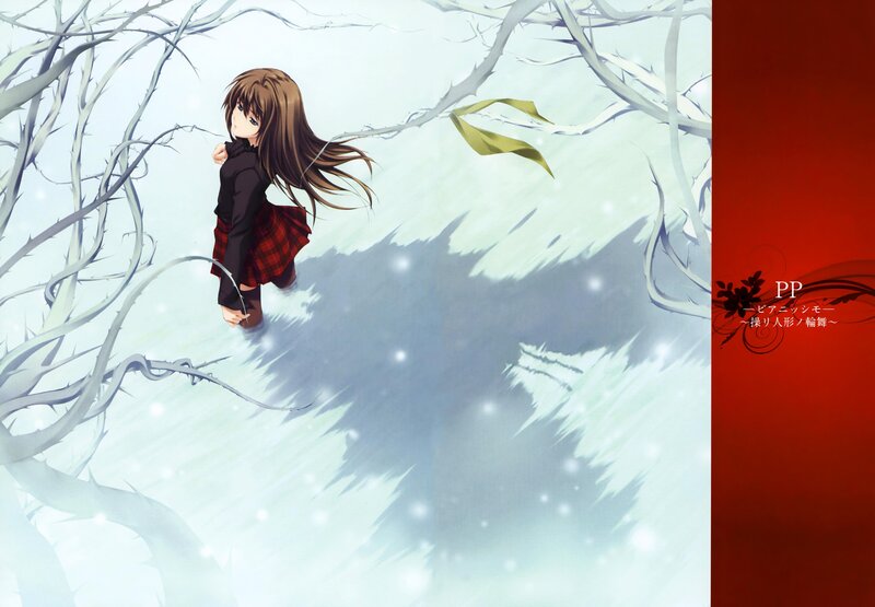 Anime girl in snowy forest
