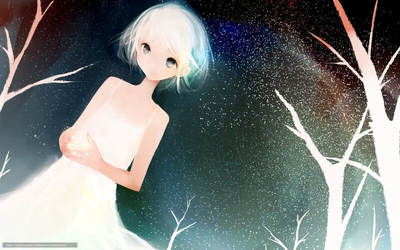 Anime girl in snowy forest