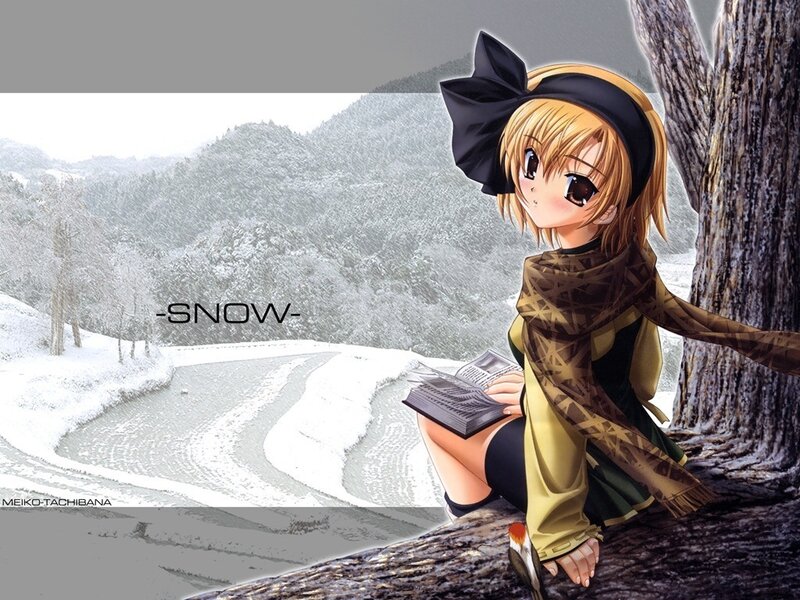 Anime girl in snowy landscape