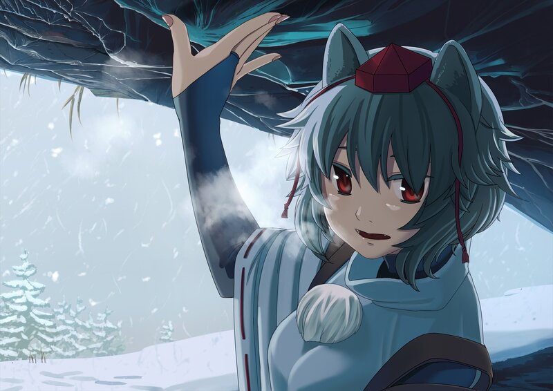 anime girl in snowy landscape
