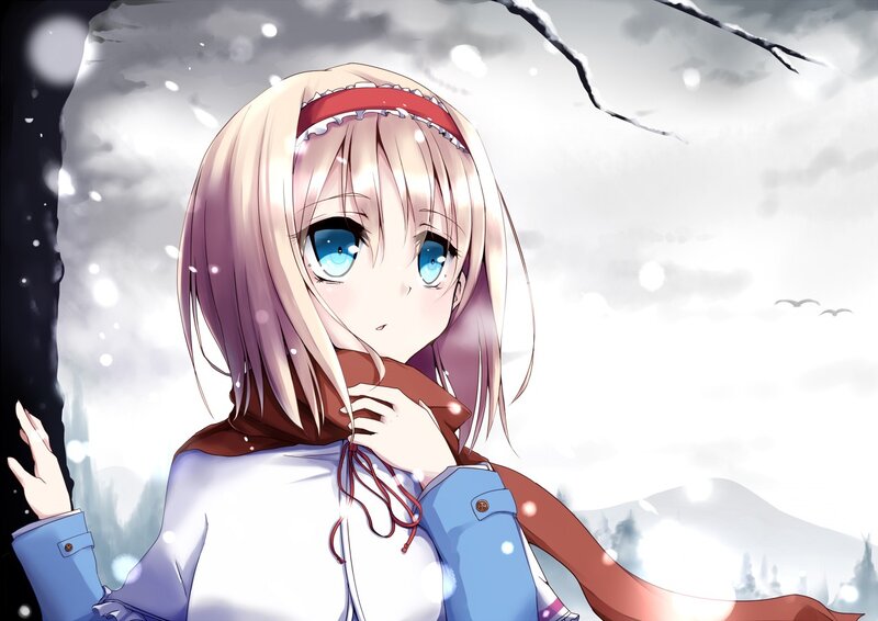 anime girl in snowy landscape