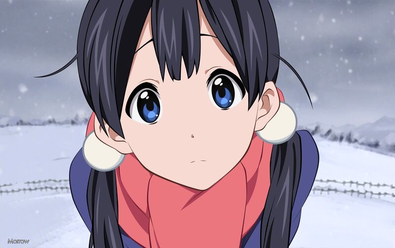 anime girl in snowy landscape