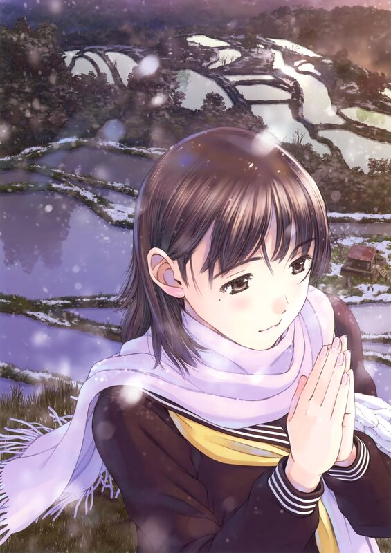 Anime girl in snowy landscape
