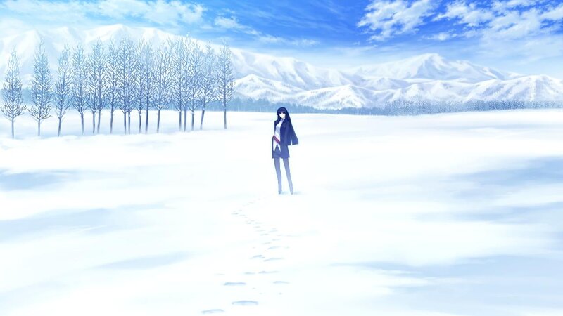 anime girl in snowy landscape