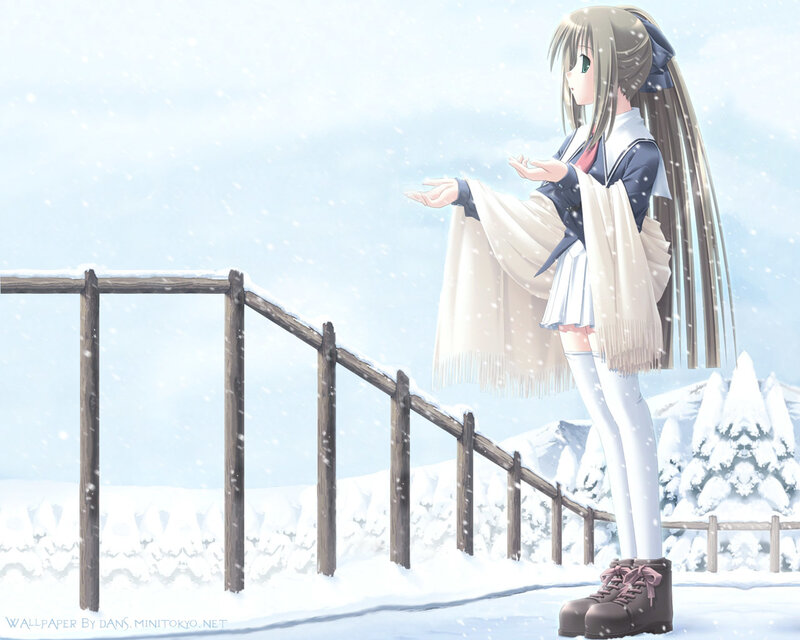 Anime girl in snowy landscape