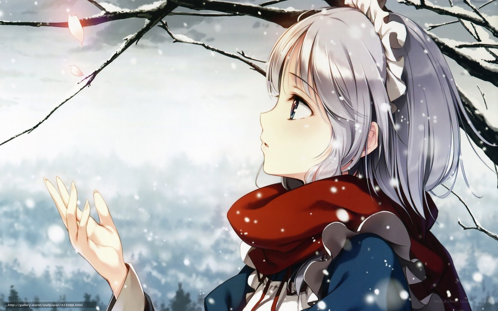 Anime girl in snowy landscape