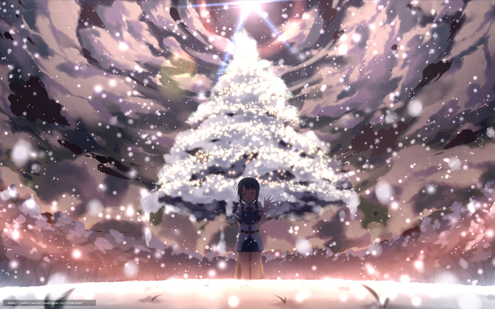 Anime girl in snowy landscape