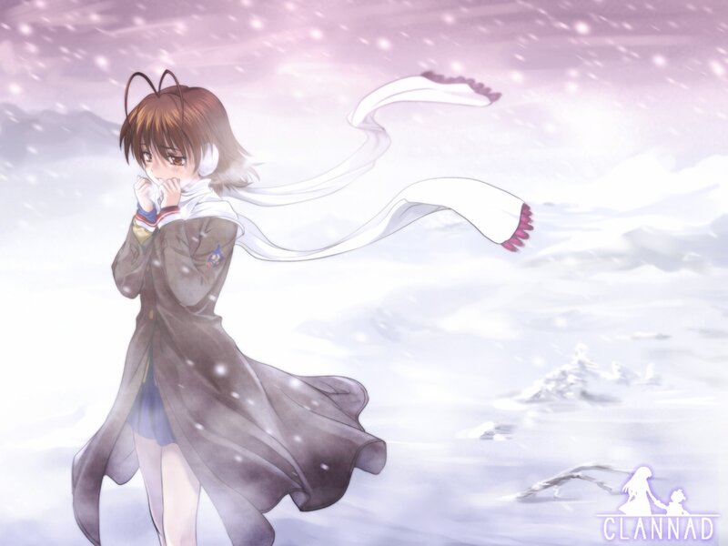 anime girl in snowy landscape