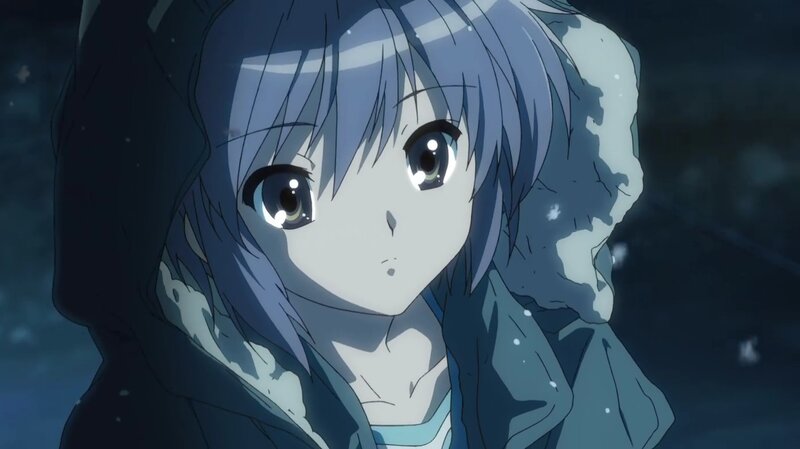 anime girl in snowy night