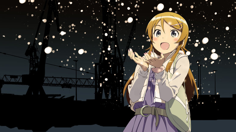 Anime girl in snowy night