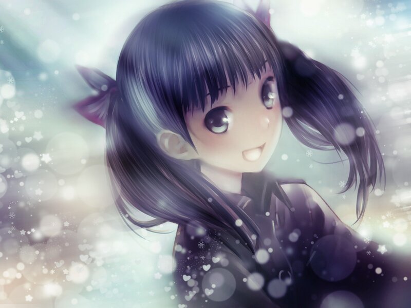anime girl in snowy scene