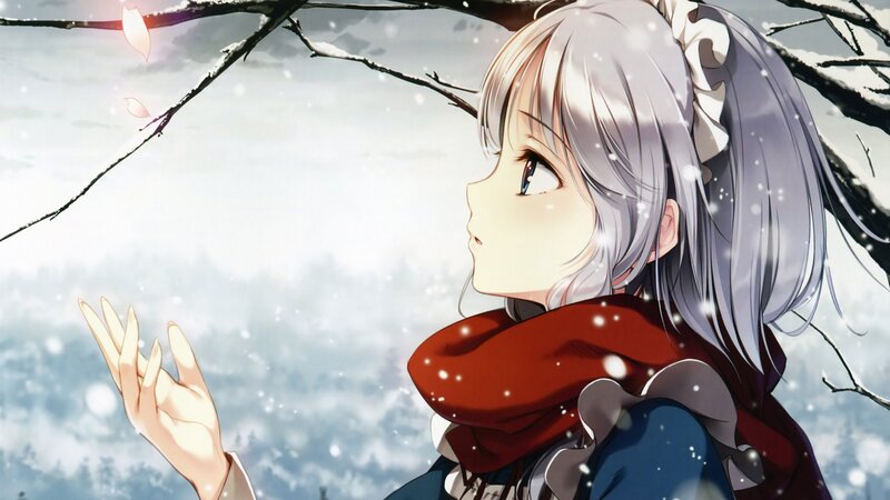 anime girl in snowy scene