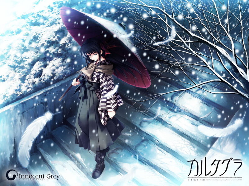anime girl in snowy scene