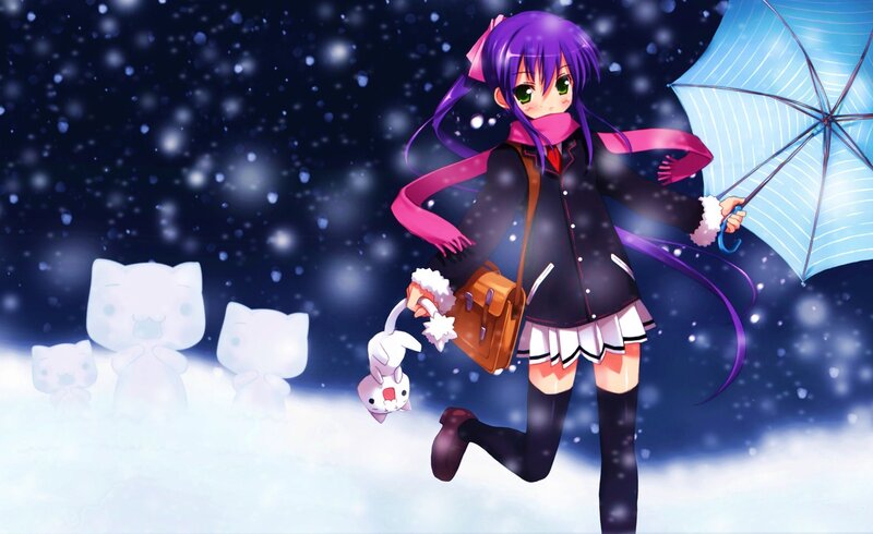 anime girl in snowy scene