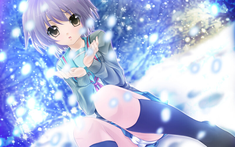 anime girl in snowy scene